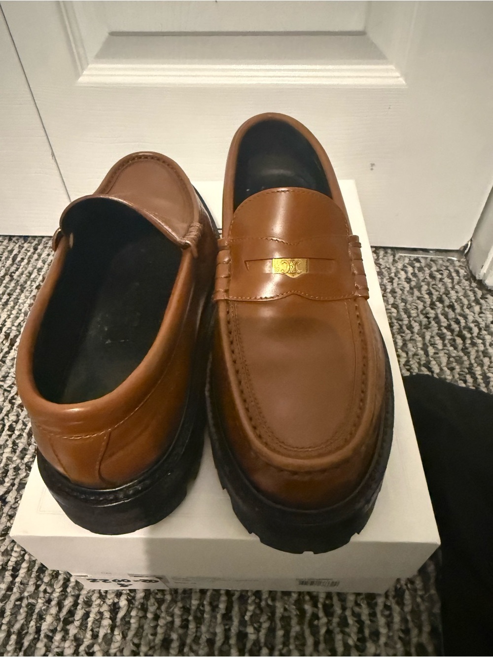 Celine Tan Leather Penny Loafers with Gold Thriomphe size 38 US 8 w/receipt - Picture 11 of 13